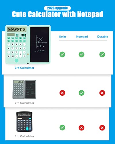 Aucanla Calculator with Notepad,12-Digit Large Display Desk Calculator,Rechargeable and Solar Basic Calculator for Office,School and Business