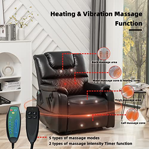 Cobplns Breathable Leather Recliner Bearing 400 Lbs, Dual Motor OKIN Ultra-Durable Massage Chair, Power Lift Recliners for Elderly, 25in Extra Wide Recliner