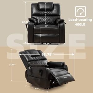 Cobplns Breathable Leather Recliner Bearing 400 Lbs, Dual Motor OKIN Ultra-Durable Massage Chair, Power Lift Recliners for Elderly, 25in Extra Wide Recliner