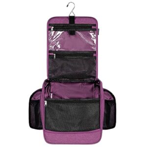 wandf hanging travel toiletry bag for women men with tsa approved quart size bag large toiletries cosmetics makeup organizer (purple)