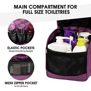 WANDF Hanging Travel Toiletry Bag for Women Men with TSA Approved Quart Size Bag Large Toiletries Cosmetics Makeup Organizer (Purple)