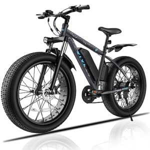 vivi f26f electric bike 500w 26" x 4.0 fat tire electric bike with 48v 13ah removable battery, 7 speed, 25mph, cruise control, up to 50 miles for commuting, beach, snow