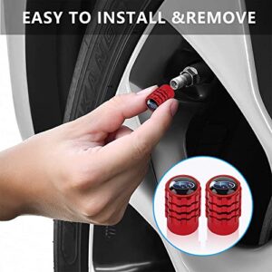 Car Tire Stem Valve Caps Air Cover Exterior Accessory Dust Cover Red Metal Tyre Valve Stem Cap Accessories for Subaru Forester Inland Impreza Legacy Crosstrek Ascent BRZ WRX Series