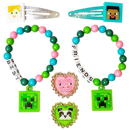 LUV HER Minecraft Girls BFF 6 Piece Toy Jewelry Box Set with 2 Rings, 2 Bead Bracelets and Snap Hair Clips Ages 3+