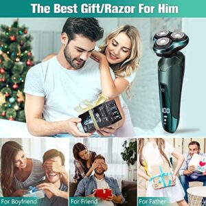 Electric Razor for Men, 2023 Men’s Electric Shavers Rotary LED Display/Waterproof/Rechargeable, Electric Shaver for Men Cordless Floating Head Replaceable Blades Portable Travel Razor Idea Gift