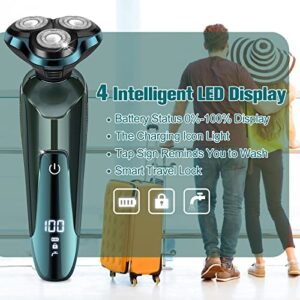 Electric Razor for Men, 2023 Men’s Electric Shavers Rotary LED Display/Waterproof/Rechargeable, Electric Shaver for Men Cordless Floating Head Replaceable Blades Portable Travel Razor Idea Gift