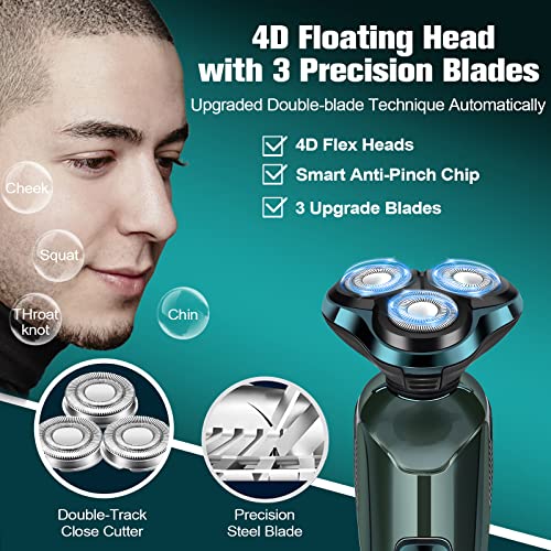 Electric Razor for Men, 2023 Men’s Electric Shavers Rotary LED Display/Waterproof/Rechargeable, Electric Shaver for Men Cordless Floating Head Replaceable Blades Portable Travel Razor Idea Gift