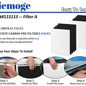 Yiemoge 115115 Replacement filter A: Compatible with winix Plasmawave C535 5300 5300-2 6300 6300-2 AM90 P300 Air Purifier - 2 TURE HPEA filter + 8 Pre-Filters