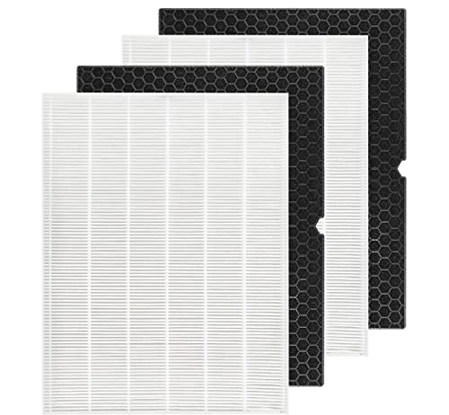 Yiemoge 116130 Replacement filter H: Compatible with winix 5500-2 Air Purifier - 2pack TURE HPEA filters + 2pack Activated Carbon Filters