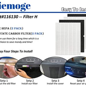 Yiemoge 116130 Replacement filter H: Compatible with winix 5500-2 Air Purifier - 2pack TURE HPEA filters + 2pack Activated Carbon Filters