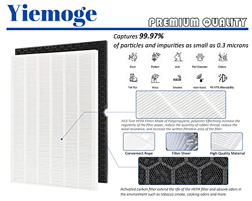 Yiemoge 116130 Replacement filter H: Compatible with winix 5500-2 Air Purifier - 2pack TURE HPEA filters + 2pack Activated Carbon Filters