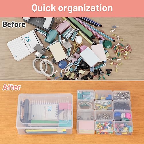 Gbivbe Small Plastic Storage Box, 7 Pieces Plastic Storage Cases Bead Organizers Boxes with Lid Mini Rectangles Boxes Craft Supply Case Bead Containers for Organizing