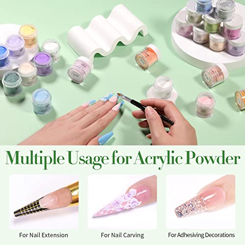 BORN PRETTY Acrylic Powder Set 36 Colors Acrylic Nail Powder Nude Pink Blue Yellow Purple Red Glitter Professional Polymer 3D Acrylic Nail Art Kit for French Nail Extension All Seasons Nail Carving