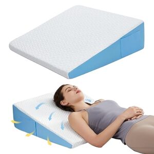 coldhunter 7.5" wedge pillow for sleeping: bed wedge after surgery, cooling memory foam pillow for back support and leg elevation, triangle pillow for sleeping acid reflux & heartburn & gerd & snoring