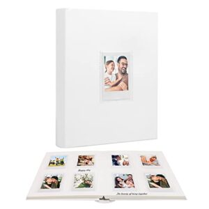 128 pockets photo album with writing space, front window, polaroid photo albums 3 inch compatible with fujifilm instax mini 12 11 9 8 7+ 90 40, polaroid 300, k-pop photocards (white)