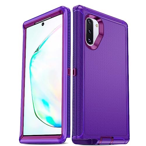 LeYi for Samsung Galaxy Note 10 Case: Note 10 Case [Not for Plus/+] Upgrade 3-in-1 Full Body Shockproof Rubber Outer Cover Heavy Duty Tough Rugged Dustproof Defender Case Note 10, Rose Red/Purple