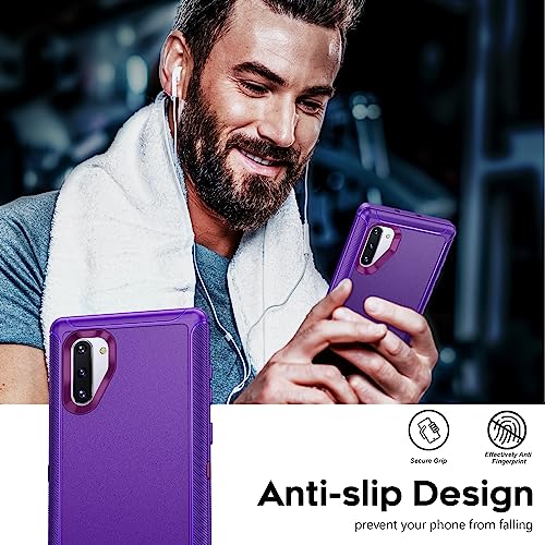 LeYi for Samsung Galaxy Note 10 Case: Note 10 Case [Not for Plus/+] Upgrade 3-in-1 Full Body Shockproof Rubber Outer Cover Heavy Duty Tough Rugged Dustproof Defender Case Note 10, Rose Red/Purple