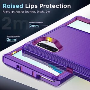 LeYi for Samsung Galaxy Note 10 Case: Note 10 Case [Not for Plus/+] Upgrade 3-in-1 Full Body Shockproof Rubber Outer Cover Heavy Duty Tough Rugged Dustproof Defender Case Note 10, Rose Red/Purple