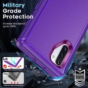 LeYi for Samsung Galaxy Note 10 Case: Note 10 Case [Not for Plus/+] Upgrade 3-in-1 Full Body Shockproof Rubber Outer Cover Heavy Duty Tough Rugged Dustproof Defender Case Note 10, Rose Red/Purple