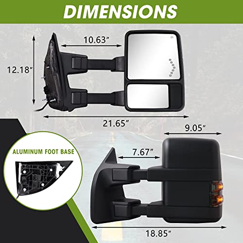 SIZIOM Towing Mirrors for 1999-2016 F250 F350 F450 F550 Super Duty, Turn Signal Light Arrow Light (Smoke Lens)