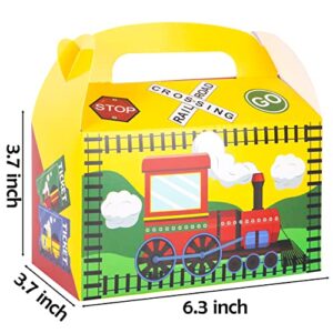 24pcs Railroad Train Crossing Party Gift Treat Boxes Railway Train Theme Party Favors Steam Train Goodie Candy Boxes for Kids Baby Shower Decorations Birthday Party Supplies