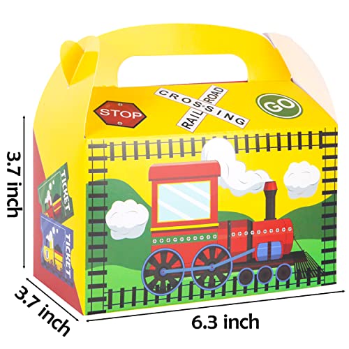 24pcs Railroad Train Crossing Party Gift Treat Boxes Railway Train Theme Party Favors Steam Train Goodie Candy Boxes for Kids Baby Shower Decorations Birthday Party Supplies