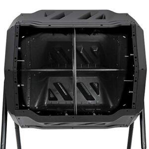 HomGarden Compost Bin from BPA Free Material for Garden and Outdoor, 43 Gallon Dual Chamber Rotating Tumbling Composter with Sliding Door, Black