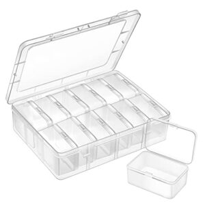 gbivbe small plastic storage box, 13 pieces plastic storage cases bead organizers boxes with lid mini rectangles boxes craft supply case bead containers for organizing