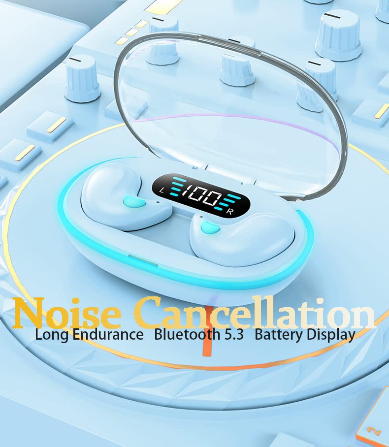 Loluka Invisible Earbuds for Sleep Mini Bluetooth Earbuds True Wireless Earbuds Stereo HiFi Music IPX4 Waterproof Invisible Headphones with Charging Case