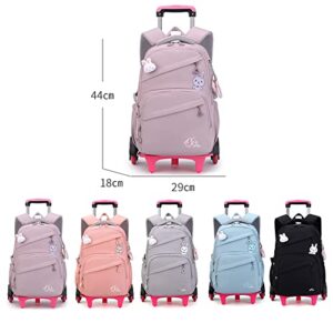 Rolling Backpack for Girls Trolley BookBag with Wheels Elementary and Middle School Luggage Travel Bag