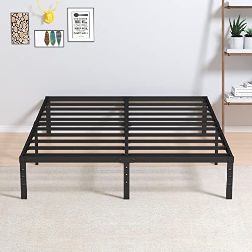 Maenizi 12 Inch Cal King Bed Frame No Box Spring Needed, Heavy Duty California King Metal Platform Support Up to 3000 lbs with Steel Slat, Easy Assembly, Noise Free, Black