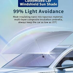 Custom-Fit for Volvo Windshield Sun Shade Umbrella, Foldable Car Umbrella Sunshade Cover UV Block Car Front Window with 360°Rotation Bendable Handle, Designed for Volvo Accessories (for Volvo S60)