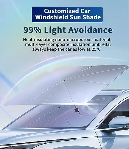 Custom-Fit for Volvo Windshield Sun Shade Umbrella, Foldable Car Umbrella Sunshade Cover UV Block Car Front Window with 360°Rotation Bendable Handle, Designed for Volvo Accessories (for Volvo S60)