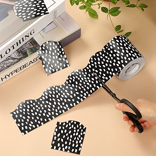 Zonon 65 Feet Bulletin Board Borders Dots Decorative Bulletin Border Rolled Blackboard Straight Wavy Trim Borders Back to School Decoration for Classroom and Home (Wavy White Dot)