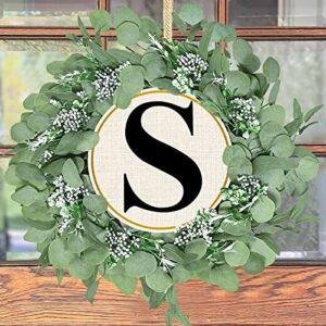 last name signs for home eucalyptus wreath fall wreaths for front door autumn decor fall decorations for home outdoor wreaths for all seasons personalized name farmhouse wreaths for indoors outdoor