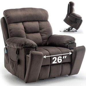 cobplns 26in extra wide recliner chair-living room chair，ultimate comfortable goose down massage chair, 400 lbs of weight-bearing power lift recliners for elderly（dark brown）
