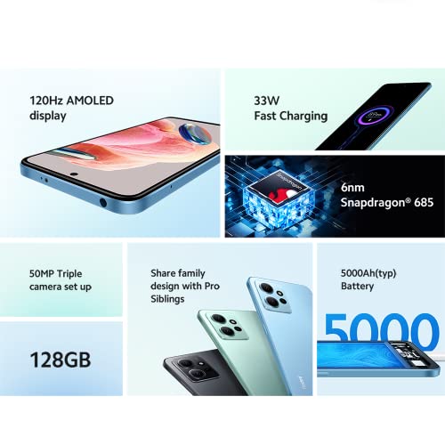 Xiaomi Redmi Note 12 4G LTE (128GB + 8GB) Global All Bands Unlocked 6.67" 50MP Triple (Tmobile Mint Tello Global) + (w/ 33W Fast Car Dual Charger Bundle) (Onyx Gray)