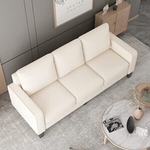 lepfun large sofa, three-seat sofa classic tufted chesterfield settee sofa modern 3 seater couch furniture tufted back for living room (beige)