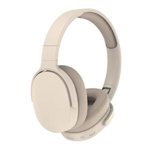 bluetooth headphones with intelligent noise reduction,wireless headset hifi foldable,ergonomic bluetooth-compatible 5.1, stereo over ear headphone，wireless headphones with microphone beige