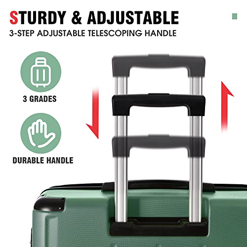 Merax Hardside Luggage Sets 3 Piece Luggage Set Carry On Expandable Luggage with TSA Lock Spinner Wheels for Men Women (Green)