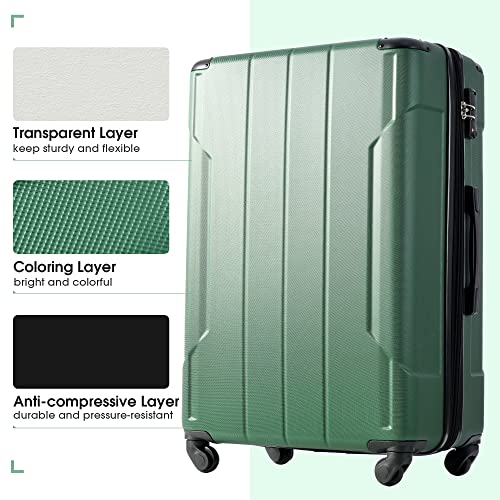 Merax Hardside Luggage Sets 3 Piece Luggage Set Carry On Expandable Luggage with TSA Lock Spinner Wheels for Men Women (Green)