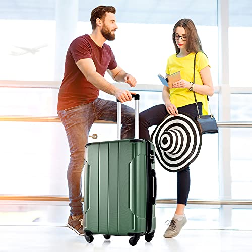 Merax Hardside Luggage Sets 3 Piece Luggage Set Carry On Expandable Luggage with TSA Lock Spinner Wheels for Men Women (Green)