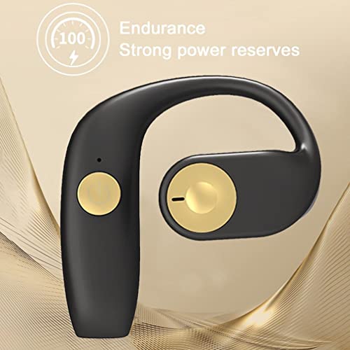 Yrmaups Wireless Bone-Conduction Headset with Earhooks Open Ear Sports Bluetooth 5.2 Earphones, Waterproof Mini Earbuds with Noise Cancelling Mic for Cycling and Driving (Black)