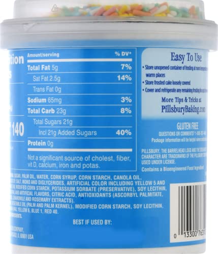 Pillsbury Funfetti Premium Cake Mix, 15.25 oz and Funfetti Vanilla Flavored Frosting, 15.6 oz with By The Cup Spatula Knife