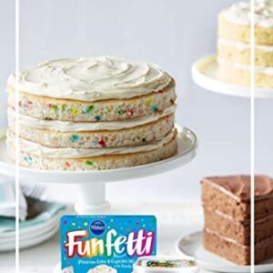 Pillsbury Funfetti Premium Cake Mix, 15.25 oz and Funfetti Vanilla Flavored Frosting, 15.6 oz with By The Cup Spatula Knife