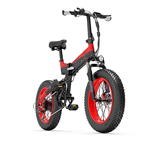 Bezior Electric Bike XF200 for Adults, Foldable 20" x 4.0 Fat Tire Electric Bicycle, 1000w Motor 48V 15Ah Removable Lithium Battery, 25MPH Electric Mountain Bike, Suspension Fork, 7 Speed Gear