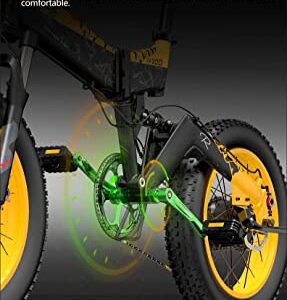 Bezior Electric Bike XF200 for Adults, Foldable 20" x 4.0 Fat Tire Electric Bicycle, 1000w Motor 48V 15Ah Removable Lithium Battery, 25MPH Electric Mountain Bike, Suspension Fork, 7 Speed Gear