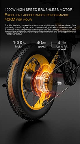 Bezior Electric Bike XF200 for Adults, Foldable 20" x 4.0 Fat Tire Electric Bicycle, 1000w Motor 48V 15Ah Removable Lithium Battery, 25MPH Electric Mountain Bike, Suspension Fork, 7 Speed Gear