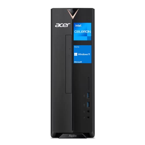 Acer Aspire Tower Desktop, Intel Celeron J4125 Processor, 16GB RAM, 2TB PCIe SSD, DVD, HDMI, VGA, Wi-Fi, Wired Keyboard & Mouse, Windows 11 Home, Black (D17W6)