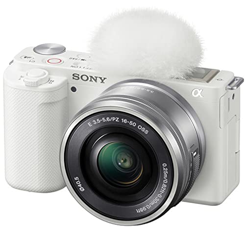 Sony ZV-E10 Mirrorless Camera (White) w/E PZ 16-50mm f/3.5-5.6 OSS Lens + E 55-210mm f/4.5-6.3 OSS Lens + 420-800mm f/8.3 HD Lens + 2X 64GB Memory, Case, Filters, Tripod, More (35pc Bundle)